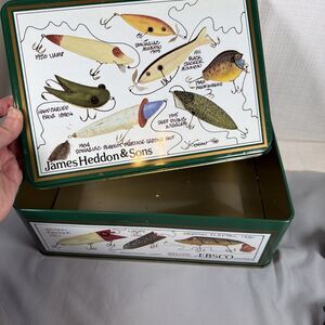 Vintage James Heddon & Sons Fishing Lure Light Covers & Decorative Tin Case
